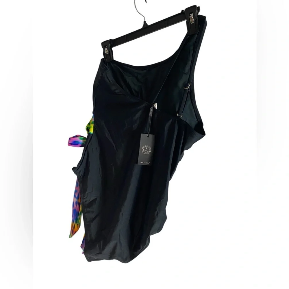 RELLECIGA Black One-Piece Swimsuit with Vibrant Accents